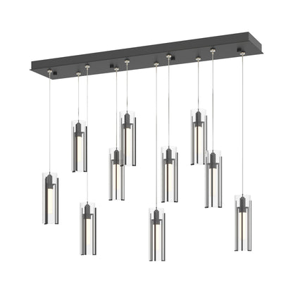 Exos Linear Pendant Light in Black/Clear Glass (Standard).