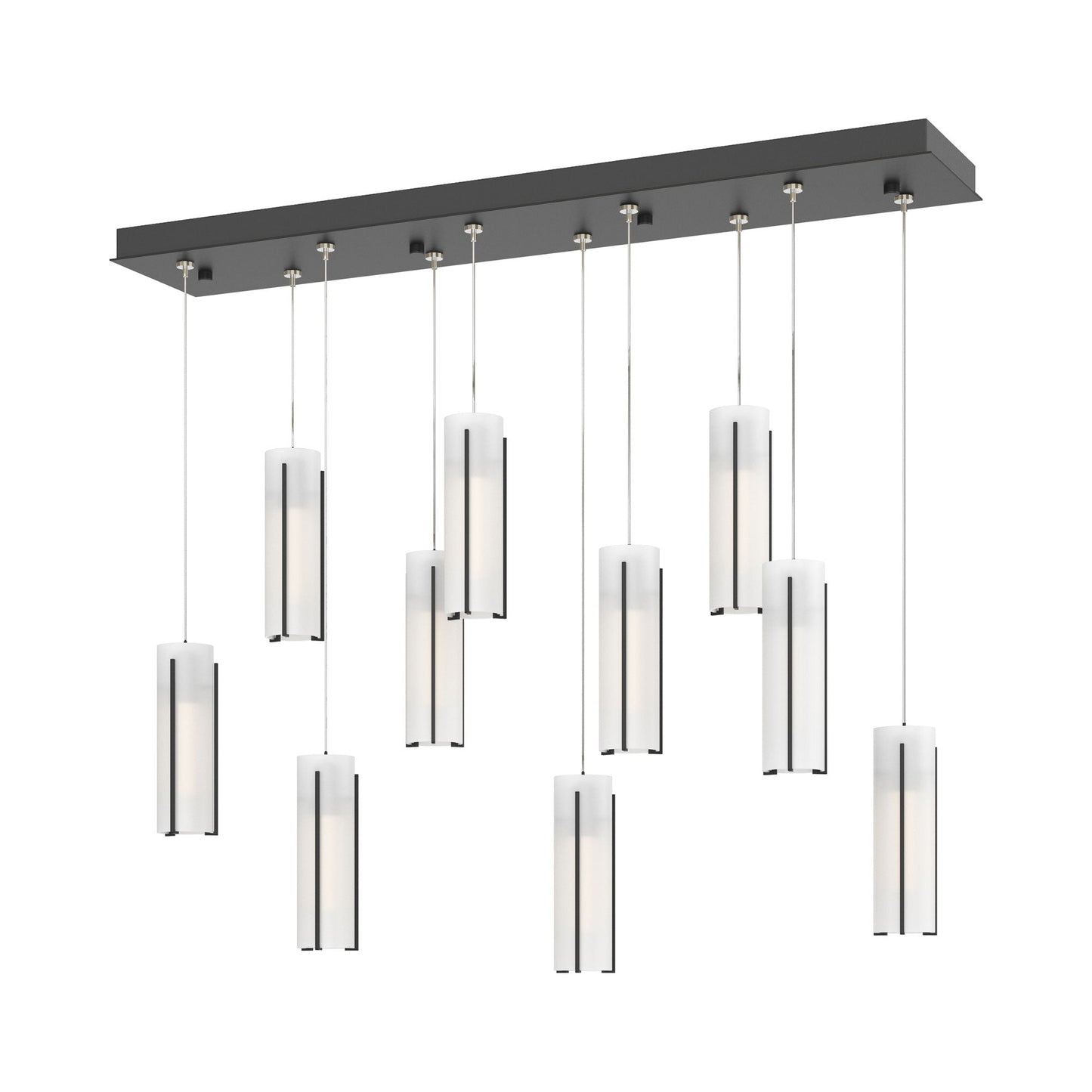 Exos Linear Pendant Light in Black/Opal Glass (Standard).
