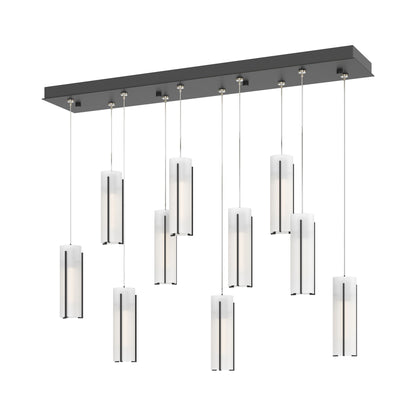 Exos Linear Pendant Light in Black/Opal Glass (Standard).