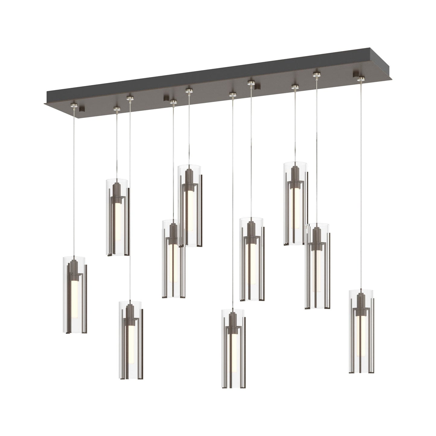 Exos Linear Pendant Light in Bronze/Clear Glass (Standard).
