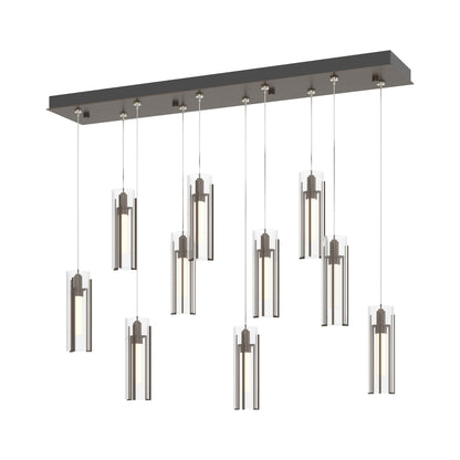 Exos Linear Pendant Light in Bronze/Clear Glass (Standard).