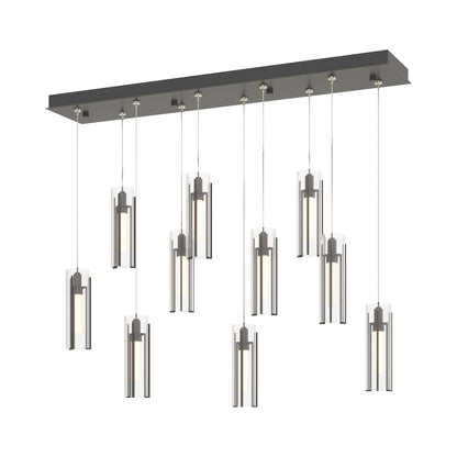 Exos Linear Pendant Light in Dark Smoke/Clear Glass (Standard).