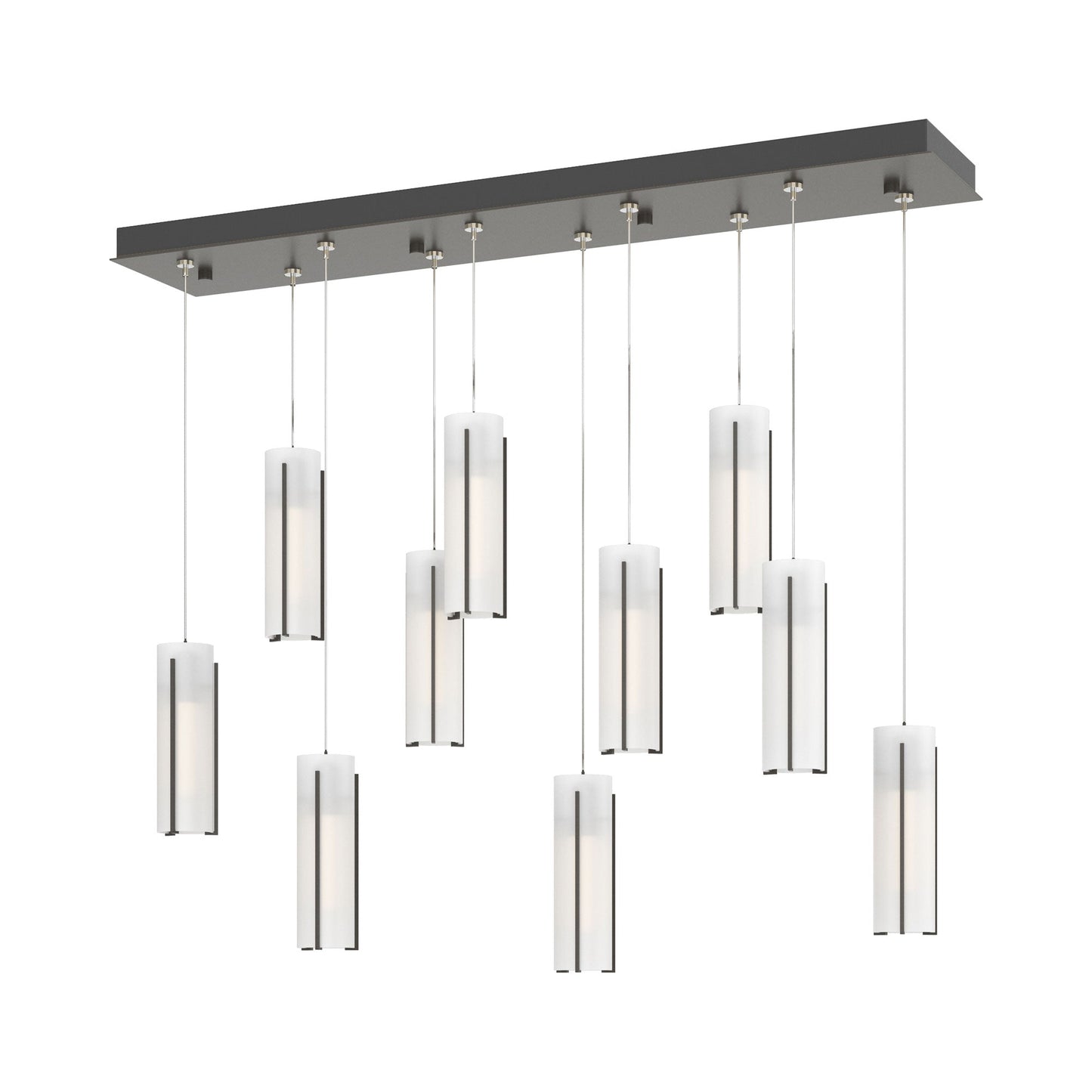 Exos Linear Pendant Light in Dark Smoke/Opal Glass (Standard).
