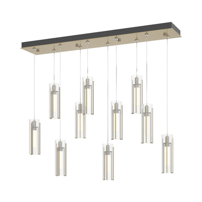 Exos Linear Pendant Light in Modern Brass/Clear Glass (Standard).