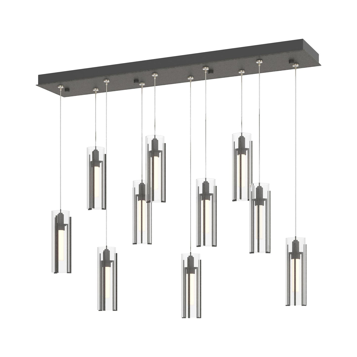 Exos Linear Pendant Light in Natural Iron/Clear Glass (Standard).