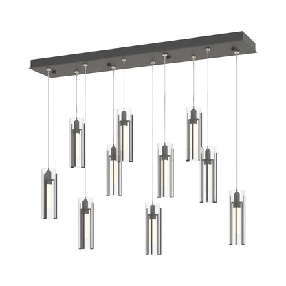 Exos Linear Pendant Light in Natural Iron/Clear Glass (Standard).