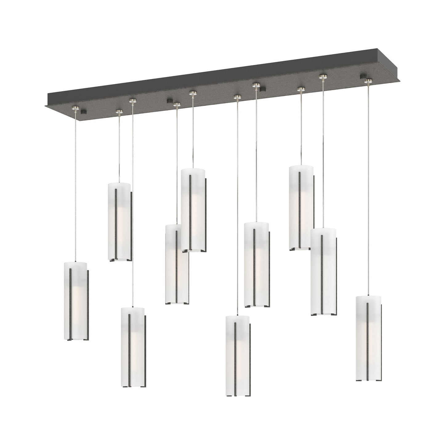 Exos Linear Pendant Light in Natural Iron/Opal Glass (Standard).