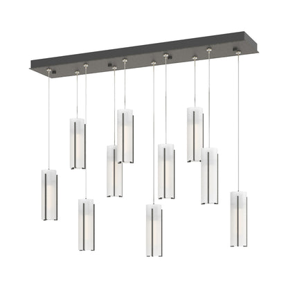 Exos Linear Pendant Light in Natural Iron/Opal Glass (Standard).