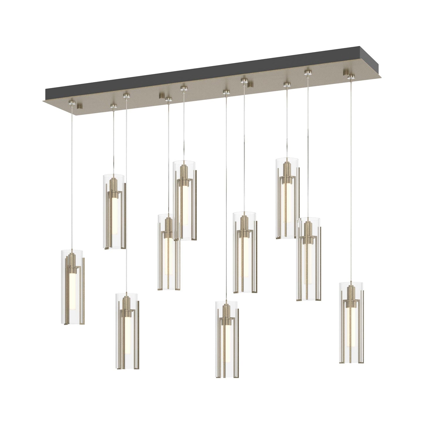 Exos Linear Pendant Light in Soft Gold/Clear Glass (Standard).
