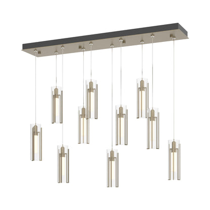Exos Linear Pendant Light in Soft Gold/Clear Glass (Standard).