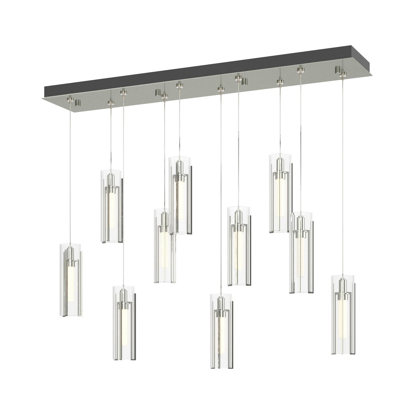 Exos Linear Pendant Light in Sterling/Clear Glass (Standard).