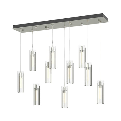 Exos Linear Pendant Light in Sterling/Clear Glass (Standard).