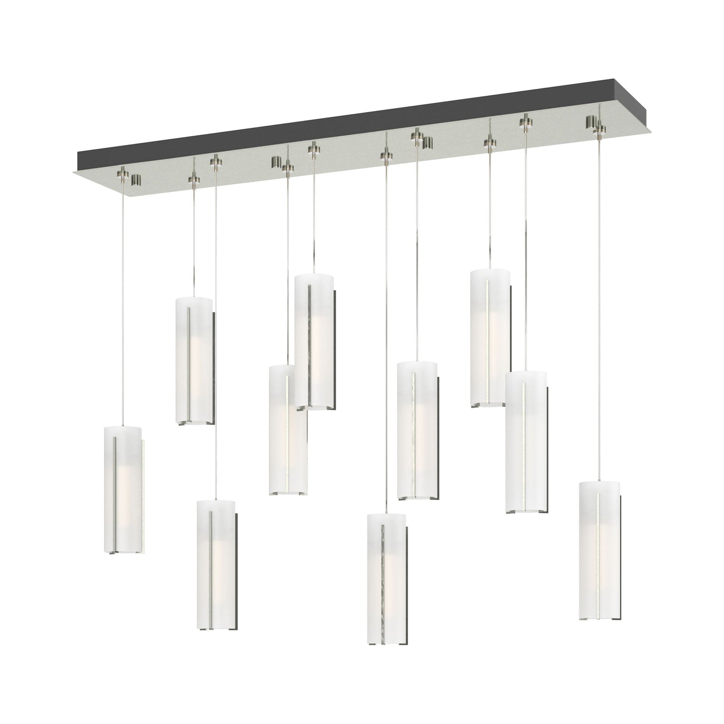 Exos Linear Pendant Light in Sterling/Opal Glass (Standard).