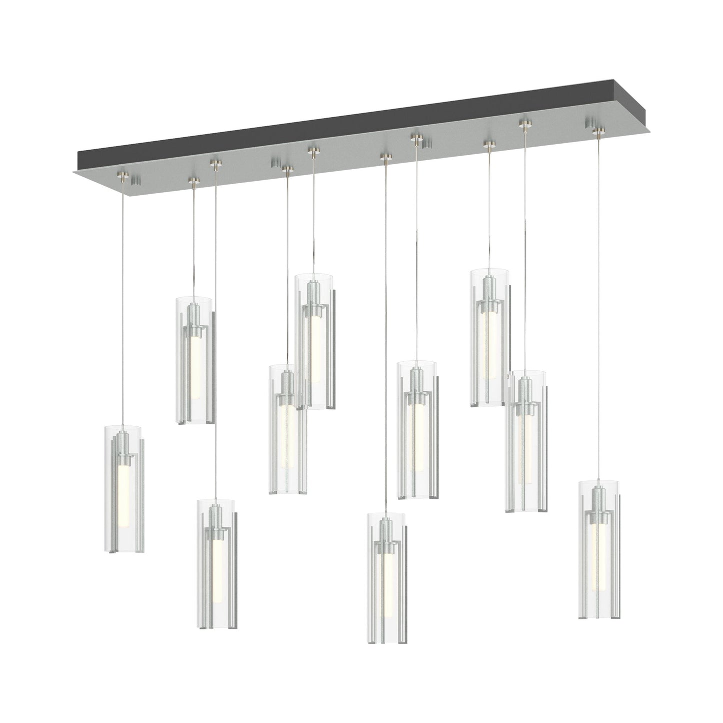 Exos Linear Pendant Light in Vintage Platinum/Clear Glass (Standard).
