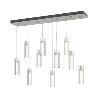 Exos Linear Pendant Light in Vintage Platinum/Clear Glass (Standard).
