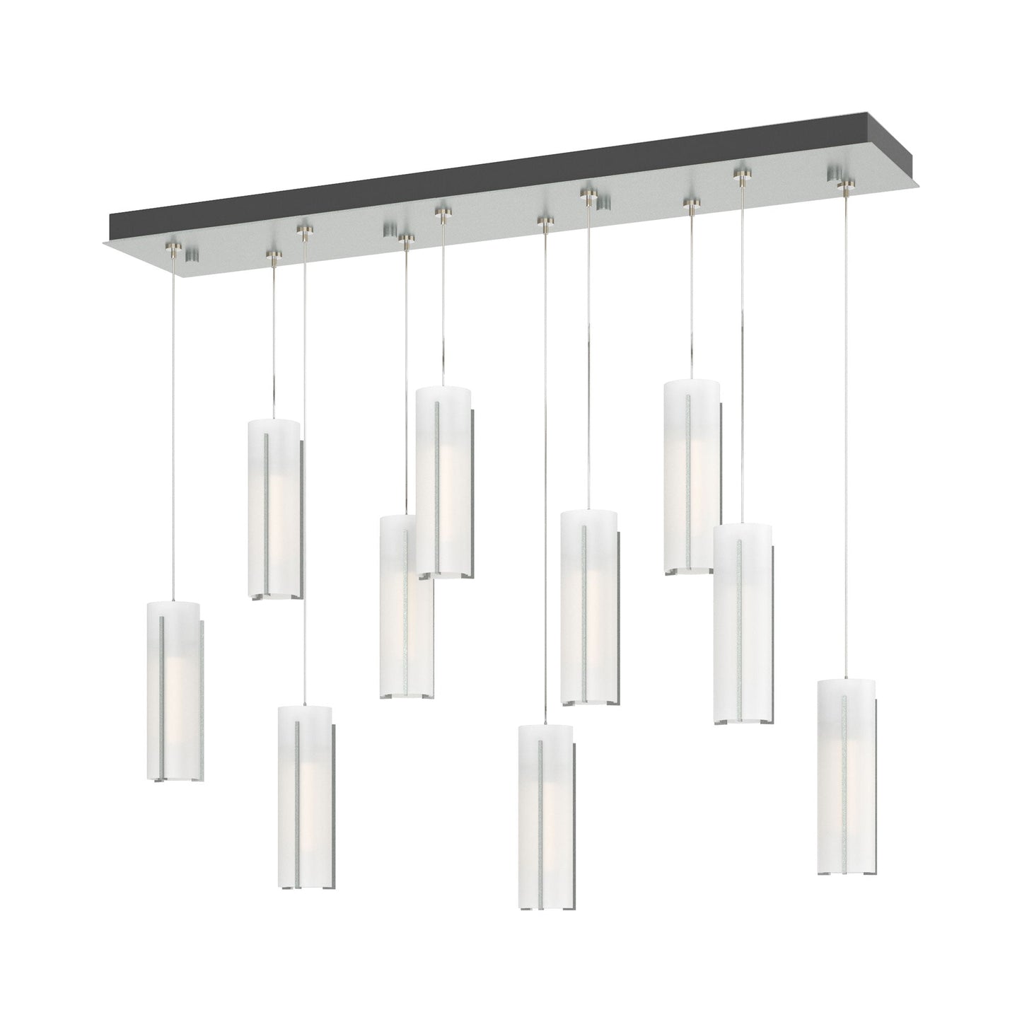 Exos Linear Pendant Light in Vintage Platinum/Opal Glass (Standard).