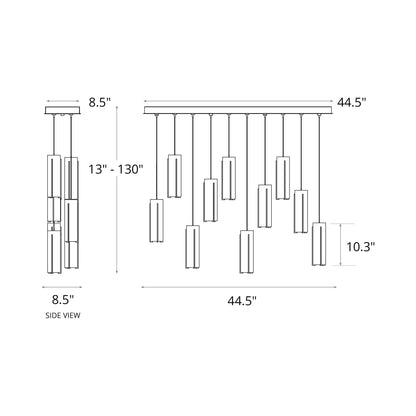 Exos Linear Pendant Light - line drawing.