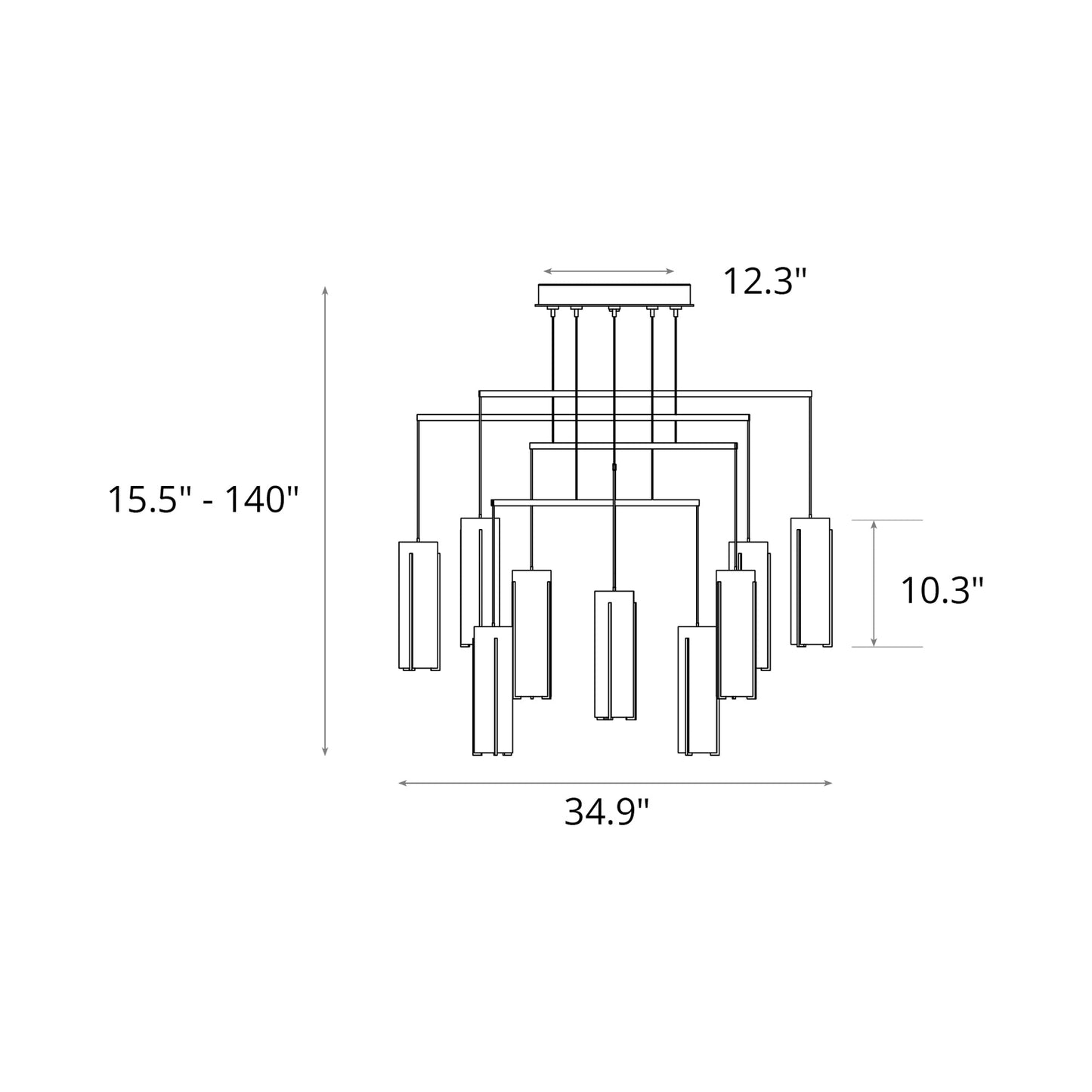 Exos Mobile Pendant Light - line drawing.