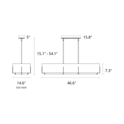 Exos Multi-Light Rectangular Pendant Light - line drawing.