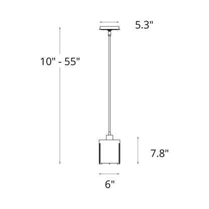 Exos Round Mini Pendant Light - line drawing.