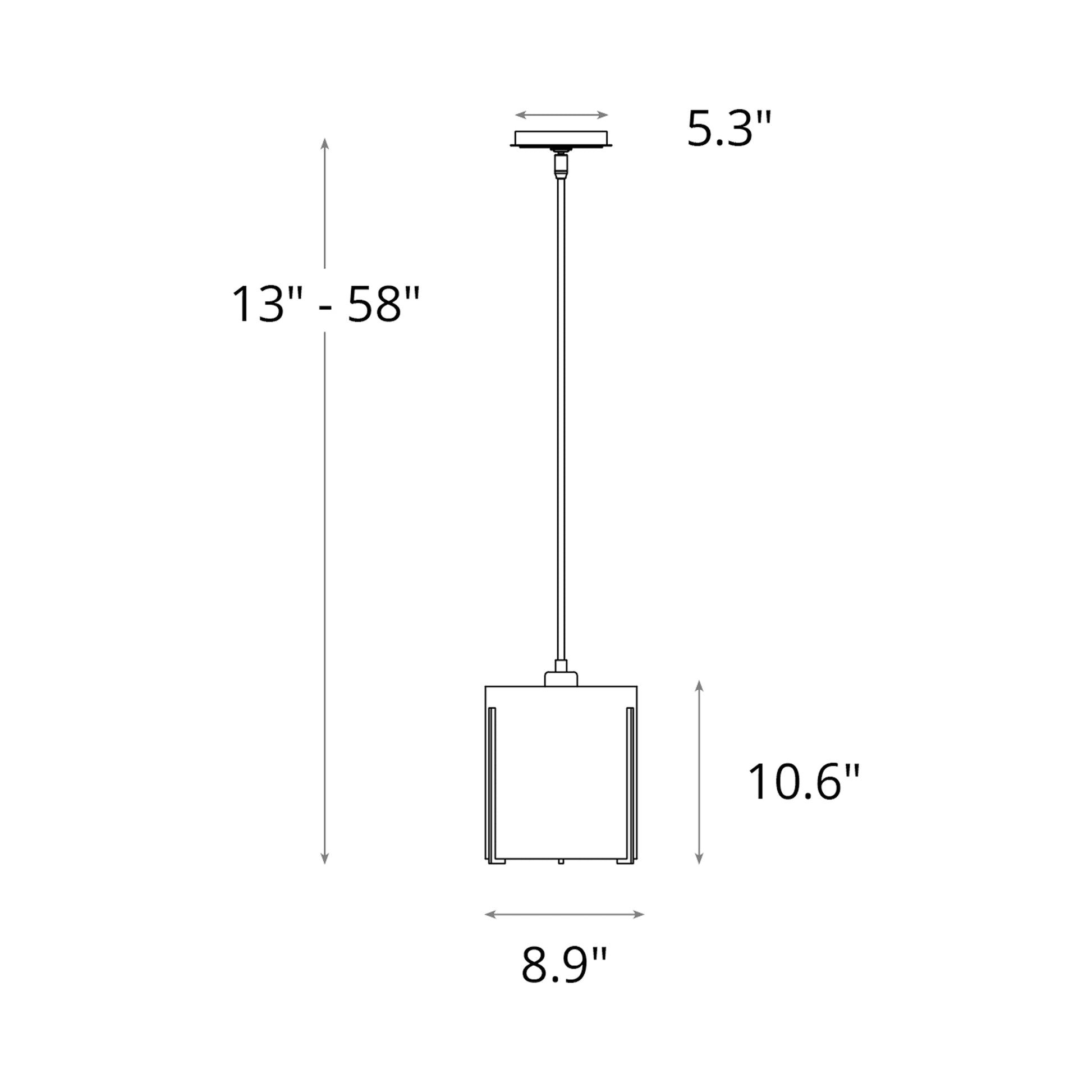 Exos Round Mini Pendant Light - line drawing.