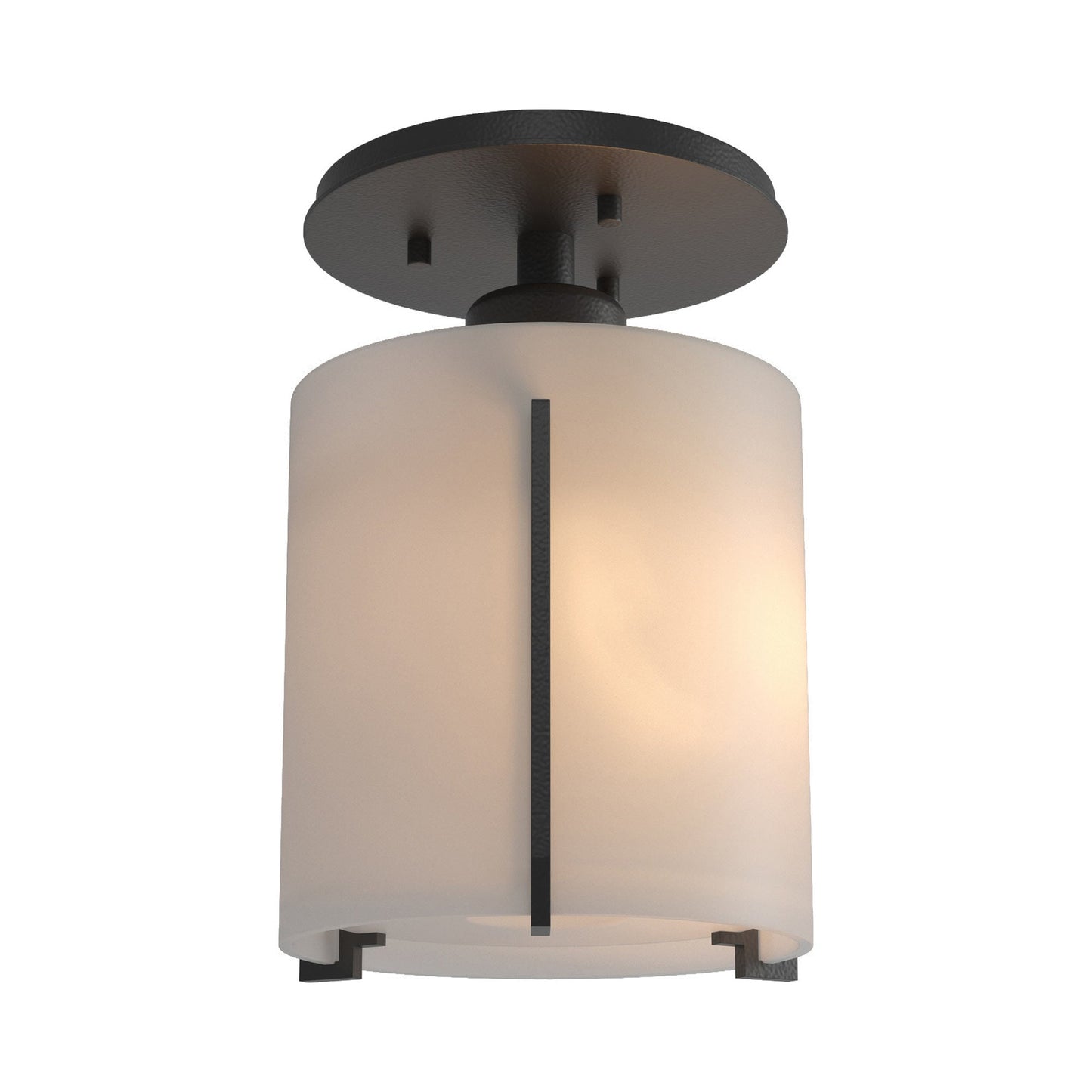 Exos Round Semi Flush Mount Ceiling Light in Black.