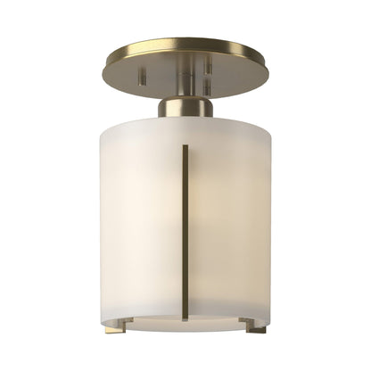 Exos Round Semi Flush Mount Ceiling Light in Modern Brass.