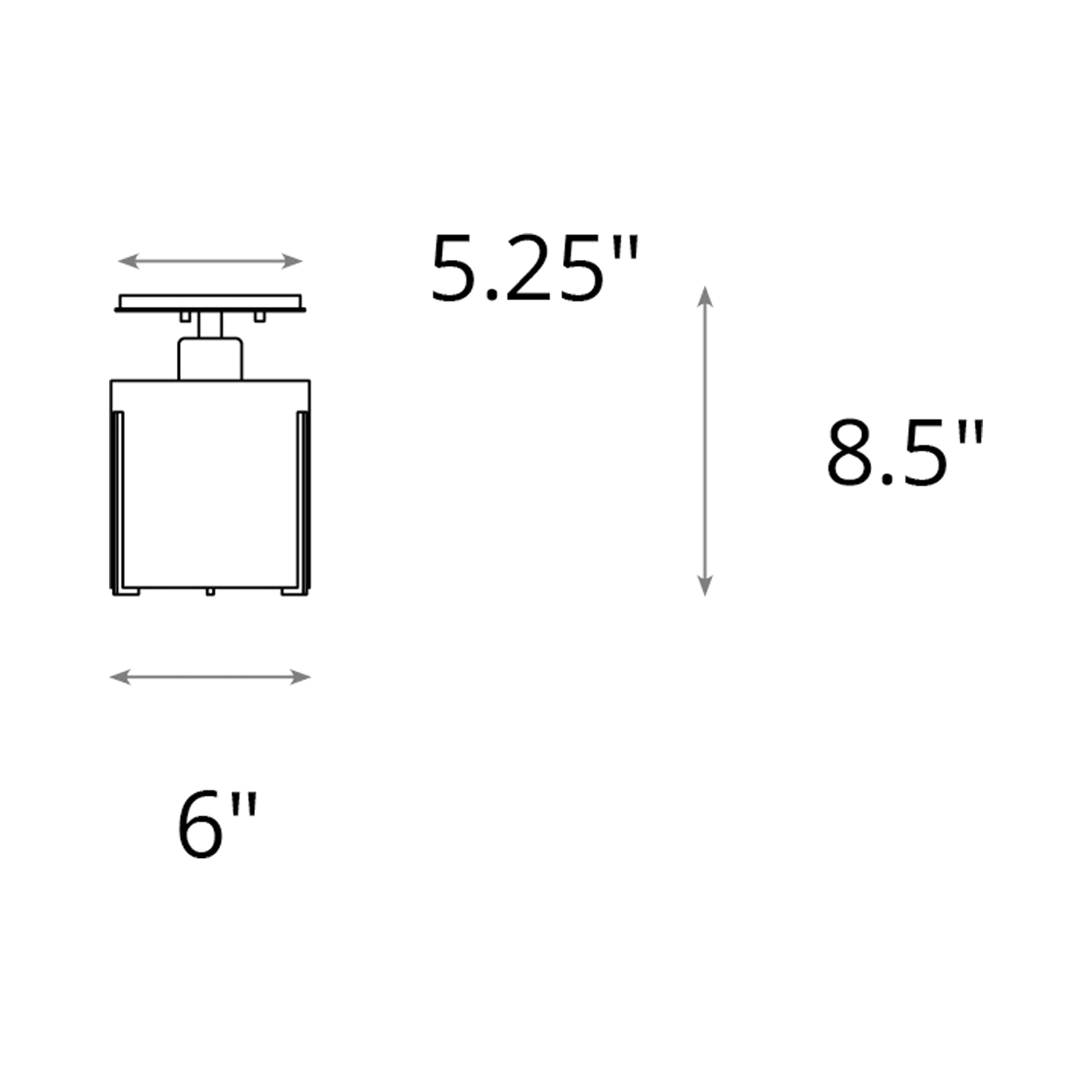 Exos Round Semi Flush Mount Ceiling Light - line drawing.