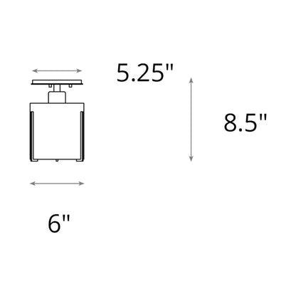 Exos Round Semi Flush Mount Ceiling Light - line drawing.