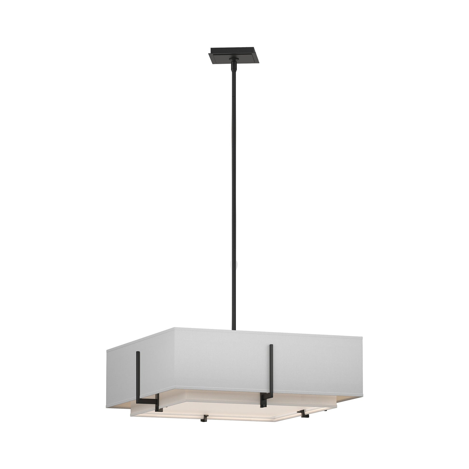 Exos Square Double Shade Pendant Light in Black/Natural Anna (Medium).