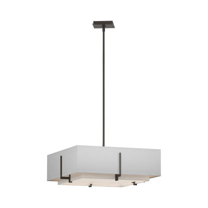 Exos Square Double Shade Pendant Light in Dark Smoke/Natural Anna (Medium).