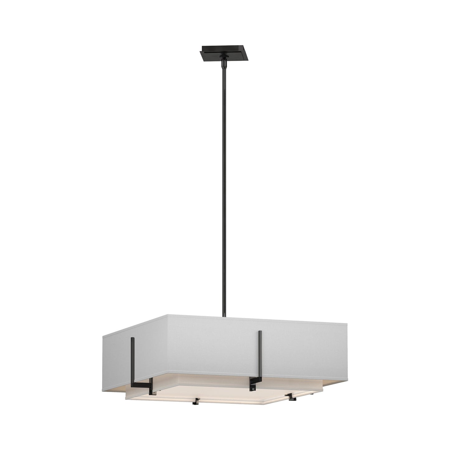 Exos Square Double Shade Pendant Light in Ink/Natural Anna (Medium).