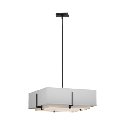 Exos Square Double Shade Pendant Light in Ink/Natural Anna (Medium).