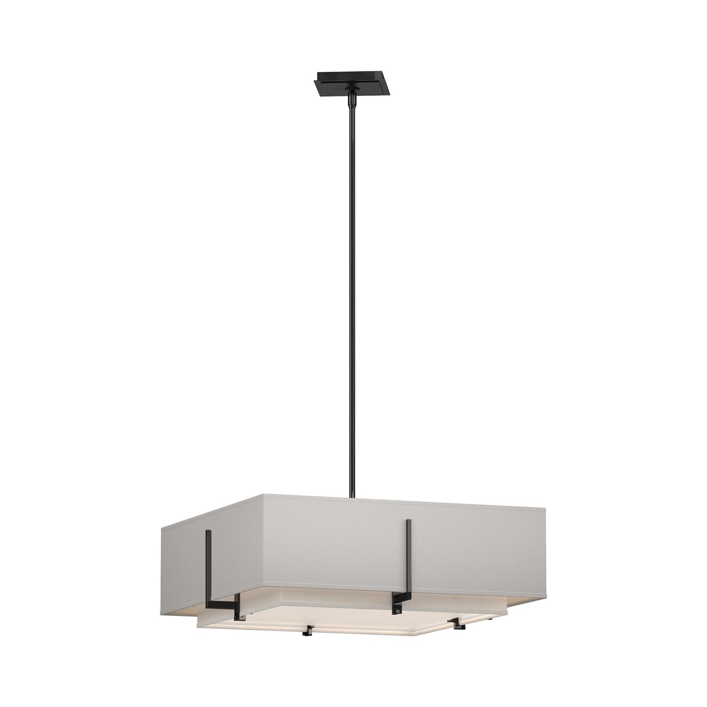 Exos Square Double Shade Pendant Light in Ink/Natural Anna/Flax (Medium).