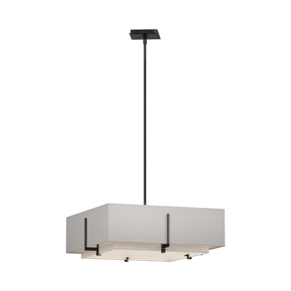 Exos Square Double Shade Pendant Light in Ink/Natural Anna/Flax (Medium).