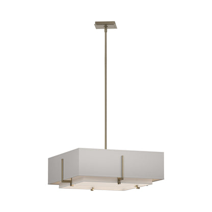 Exos Square Double Shade Pendant Light in Soft Gold/Natural Anna/Flax (Medium).