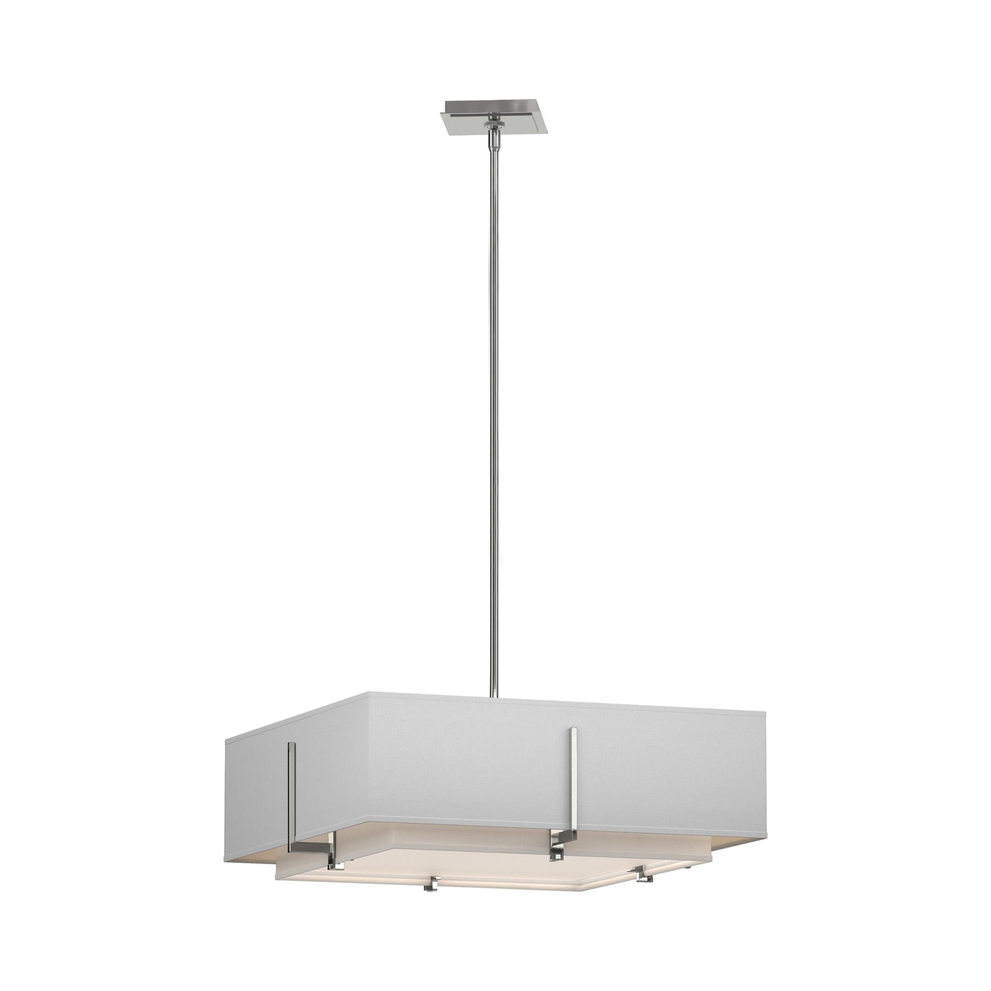 Exos Square Double Shade Pendant Light in Sterling/Natural Anna (Medium).