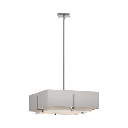 Exos Square Double Shade Pendant Light in Sterling/Natural Anna/Flax (Medium).