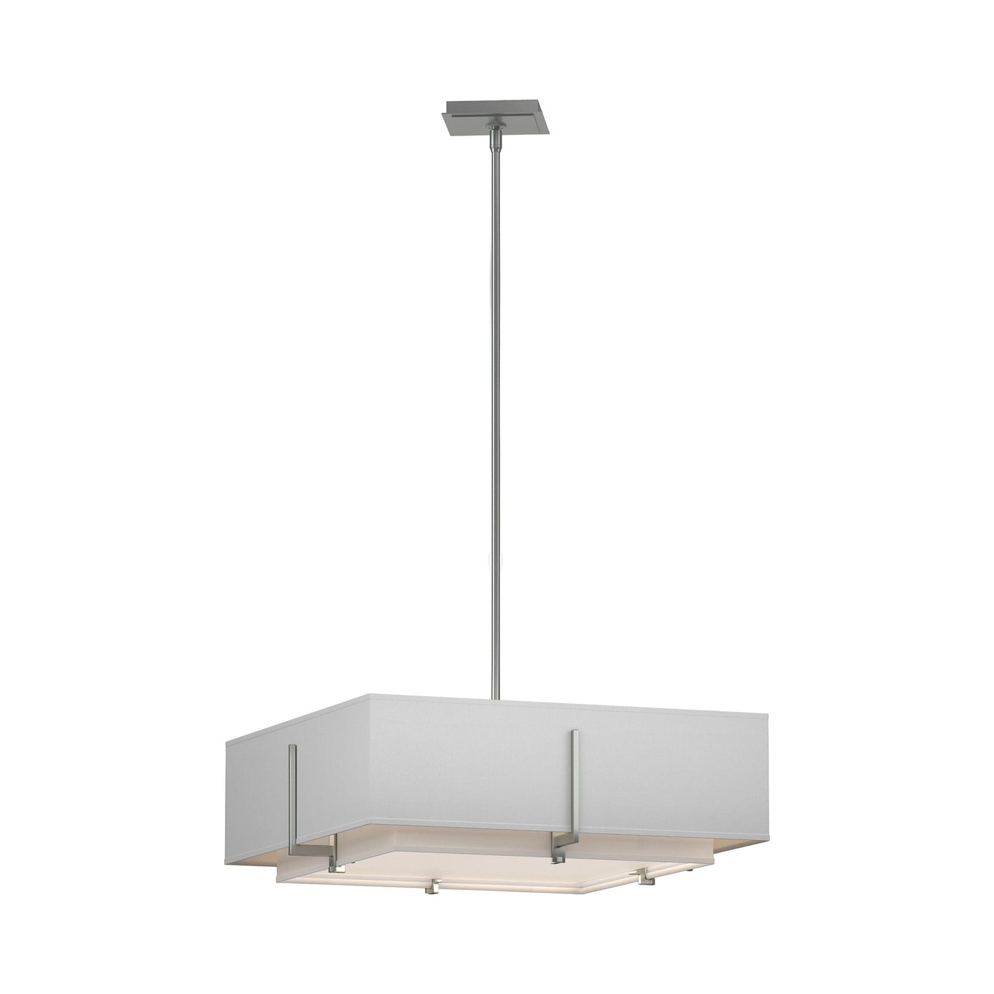 Exos Square Double Shade Pendant Light in Vintage Platinum/Natural Anna (Medium).