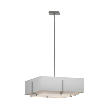 Exos Square Double Shade Pendant Light in Vintage Platinum/Natural Anna (Medium).