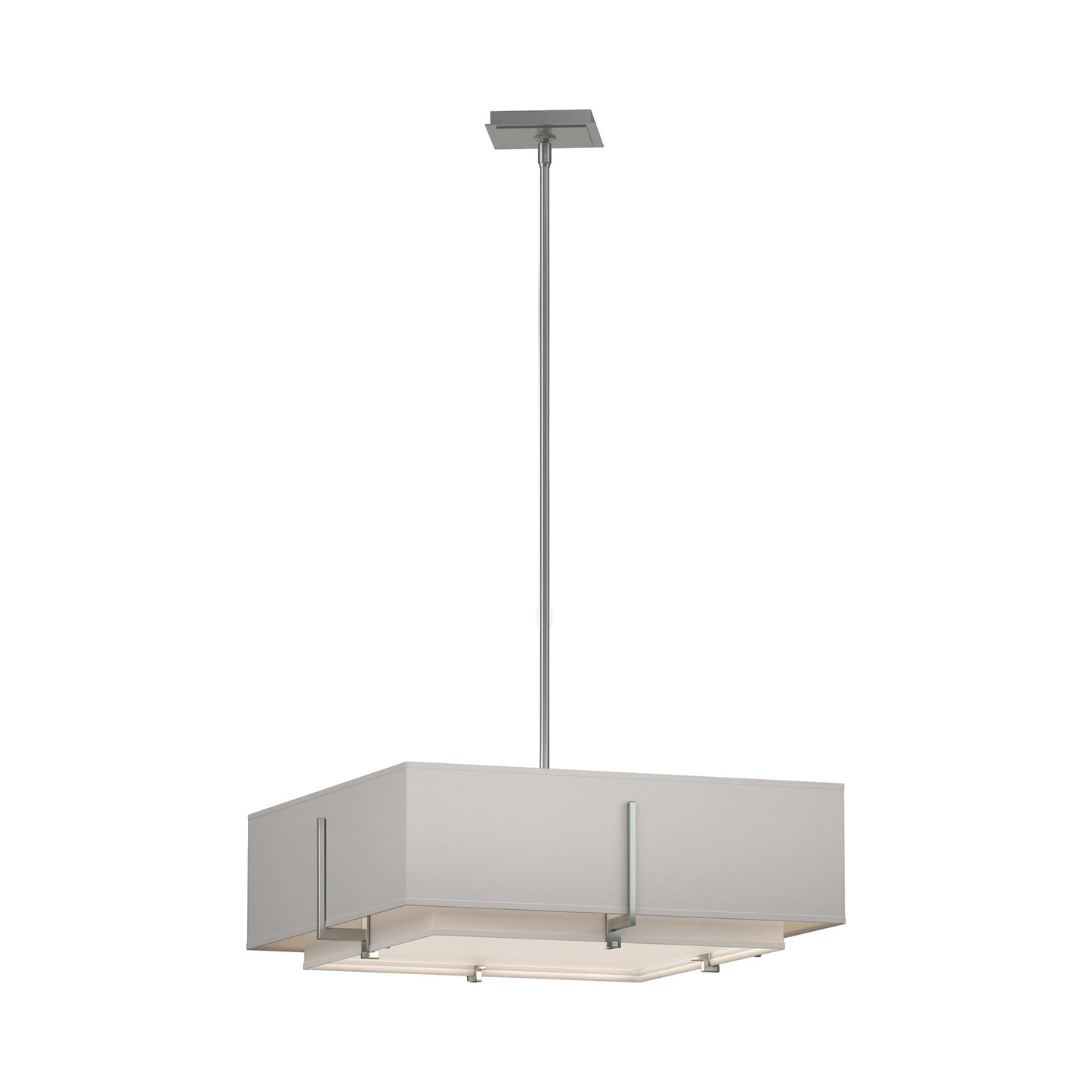 Exos Square Double Shade Pendant Light in Vintage Platinum/Natural Anna/Flax (Medium).