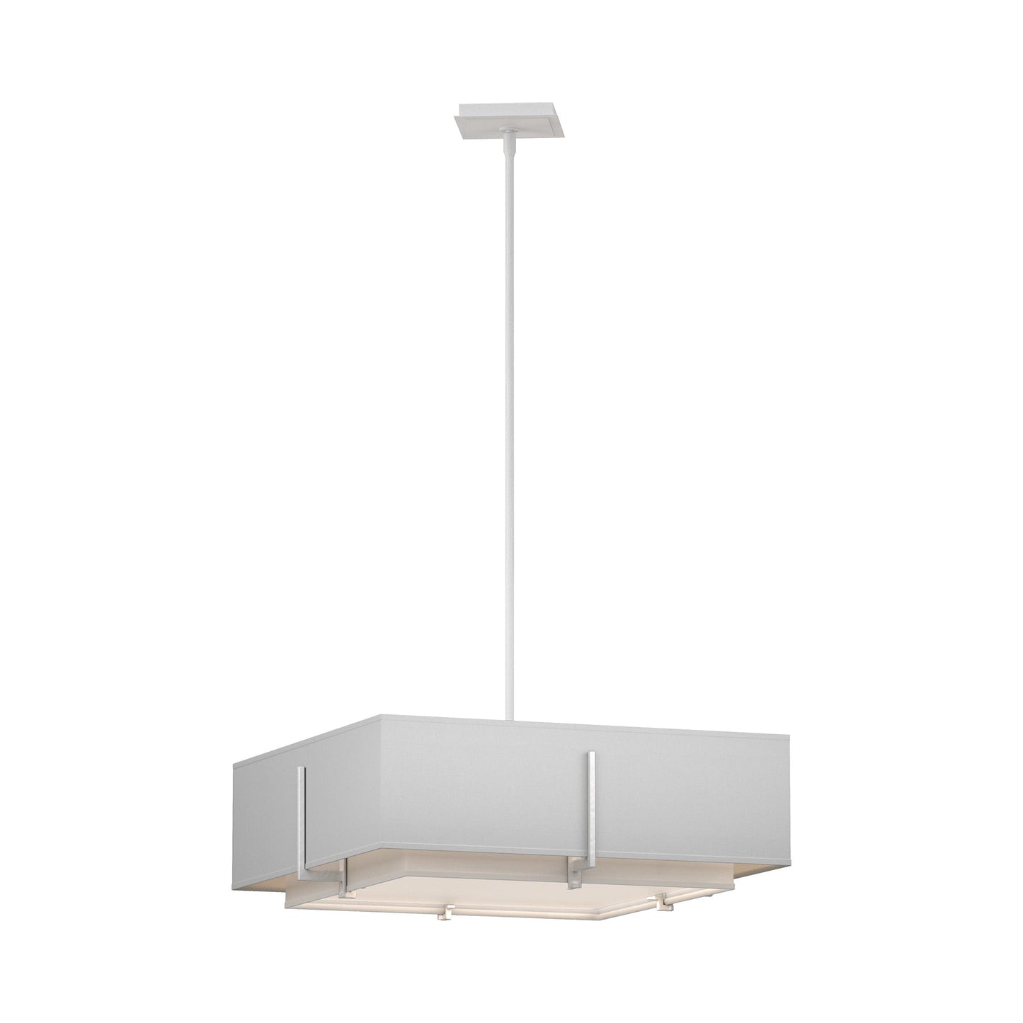 Exos Square Double Shade Pendant Light in White/Natural Anna (Medium).