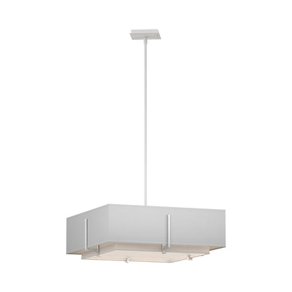 Exos Square Double Shade Pendant Light in White/Natural Anna (Medium).