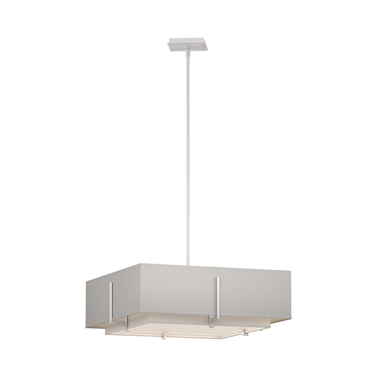 Exos Square Double Shade Pendant Light in White/Natural Anna/Flax (Medium).