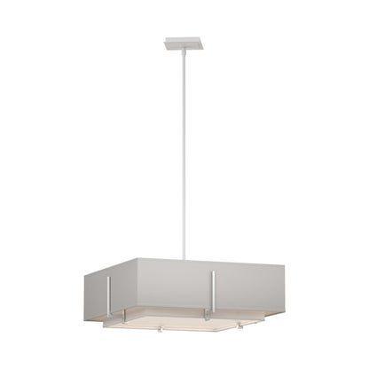Exos Square Double Shade Pendant Light in White/Natural Anna/Flax (Medium).
