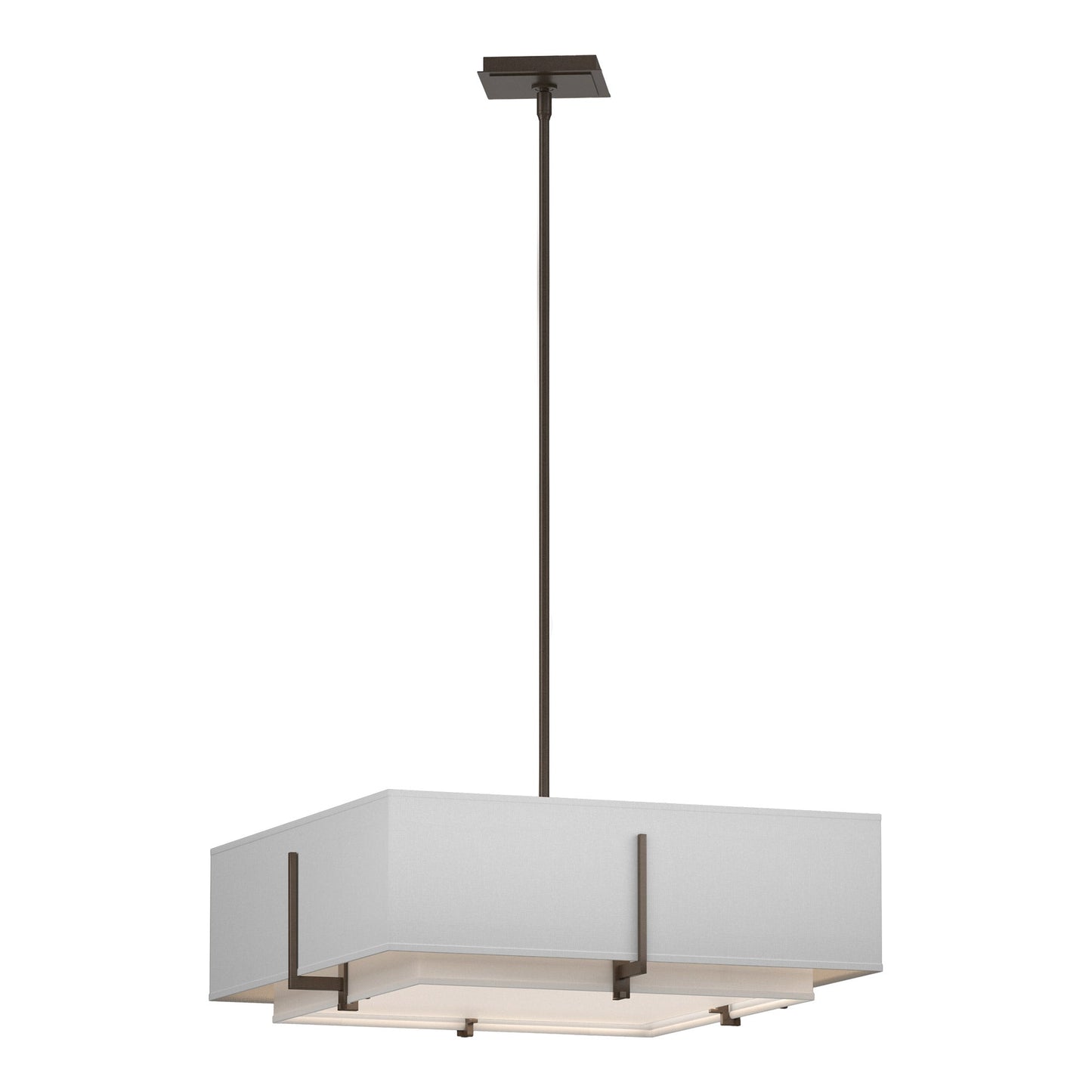 Exos Square Double Shade Pendant Light in Bronze/Natural Anna (Large).