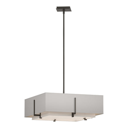 Exos Square Double Shade Pendant Light in Dark Smoke/Natural Anna/Flax (Large).