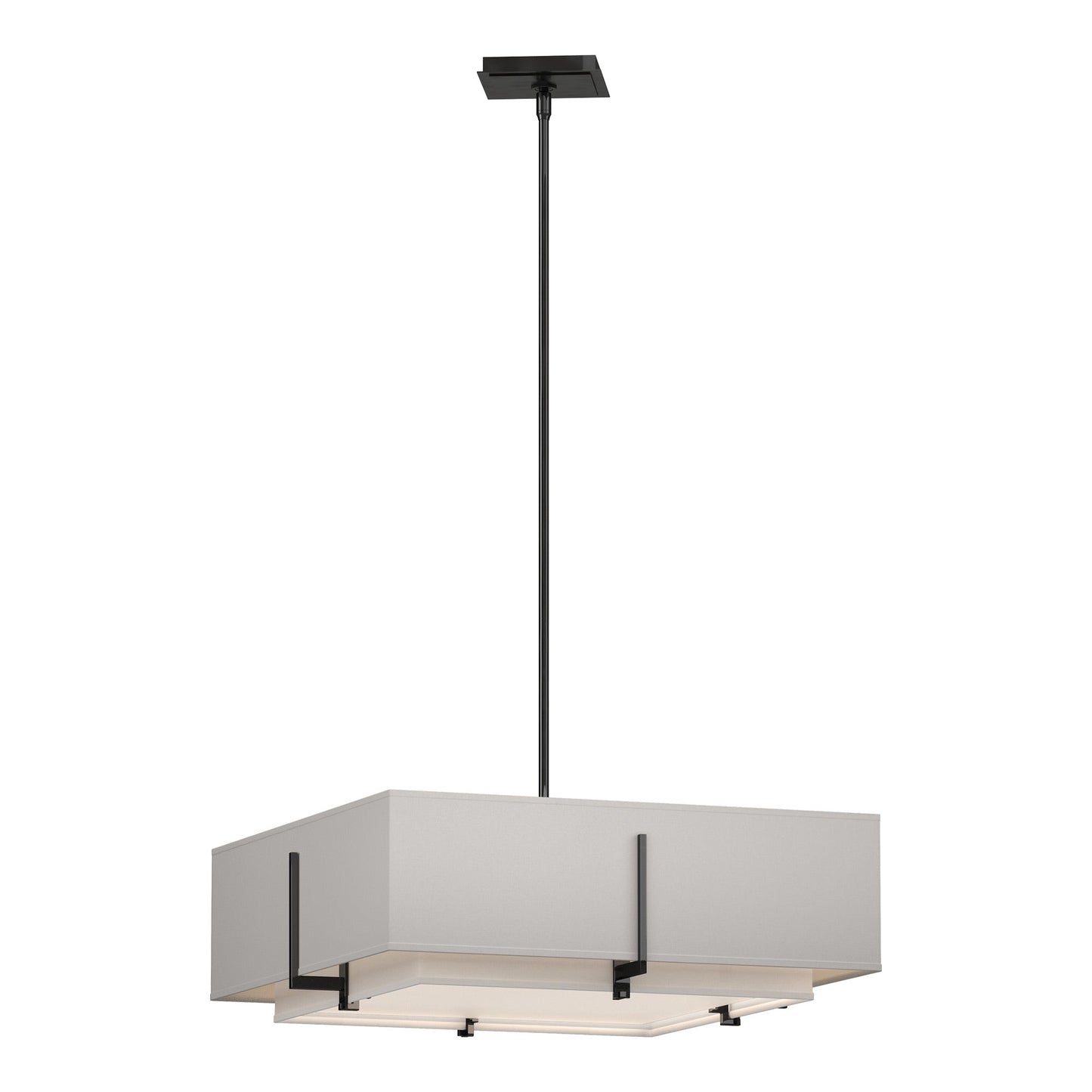 Exos Square Double Shade Pendant Light in Ink/Natural Anna/Flax (Large).