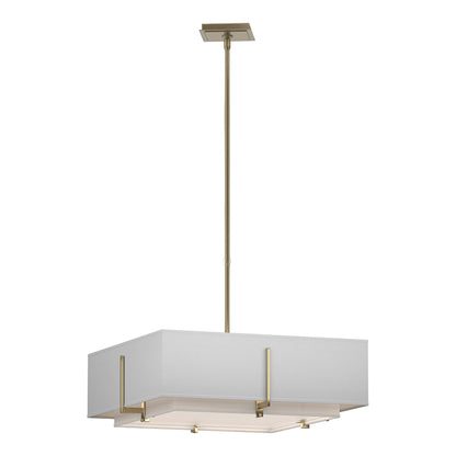 Exos Square Double Shade Pendant Light in Modern Brass/Natural Anna (Large).