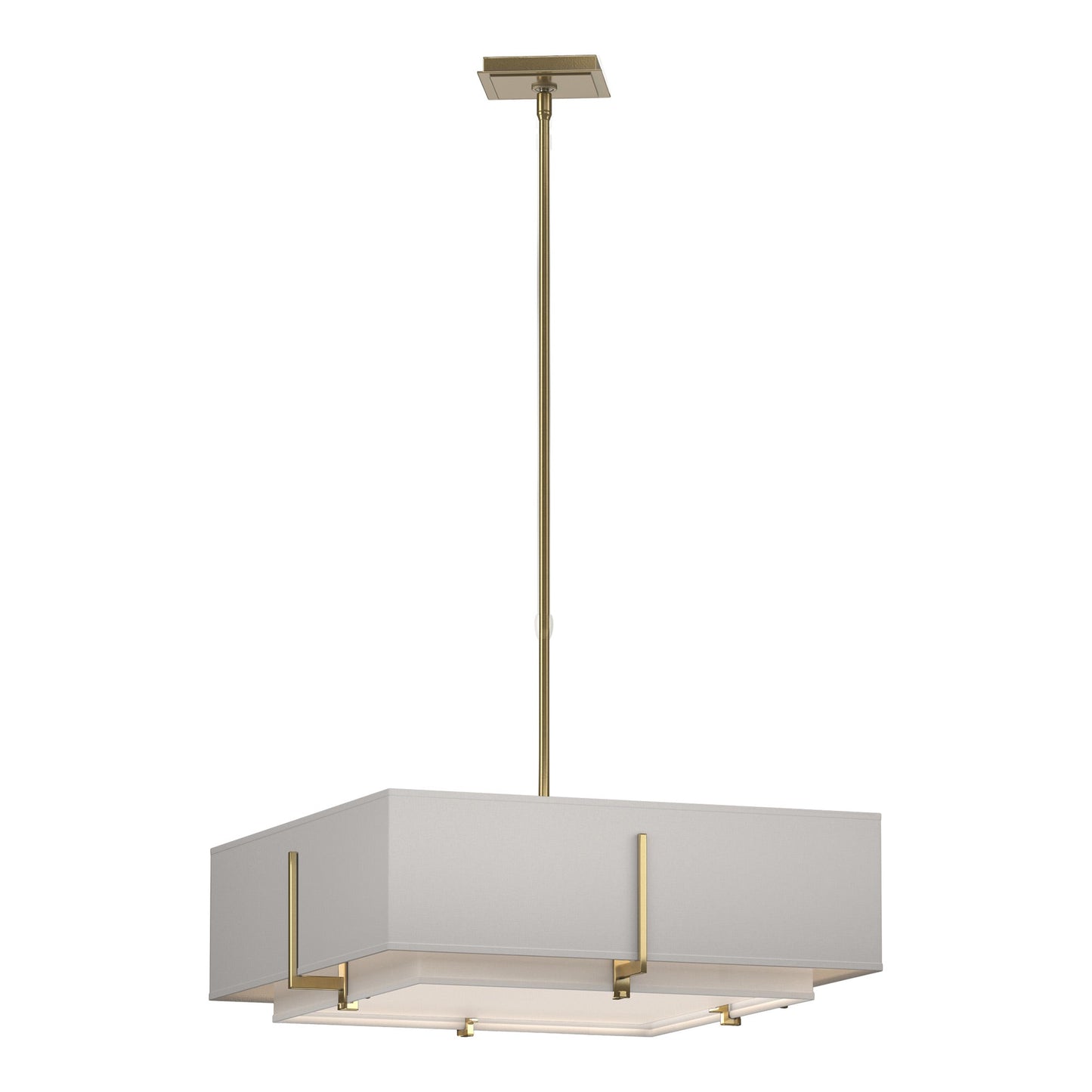 Exos Square Double Shade Pendant Light in Modern Brass/Natural Anna/Flax (Large).